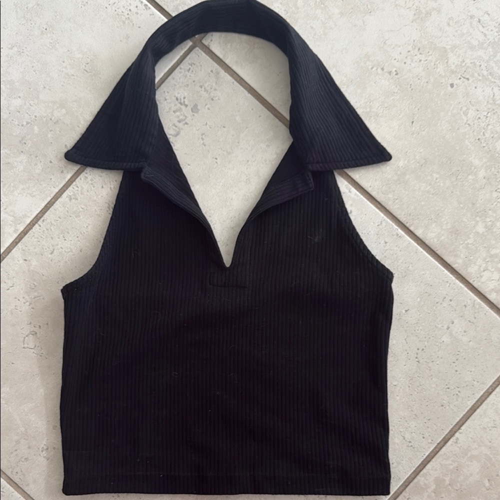 Black Halter Neck Women's Top